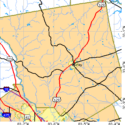 Zip code 31032 close-up map