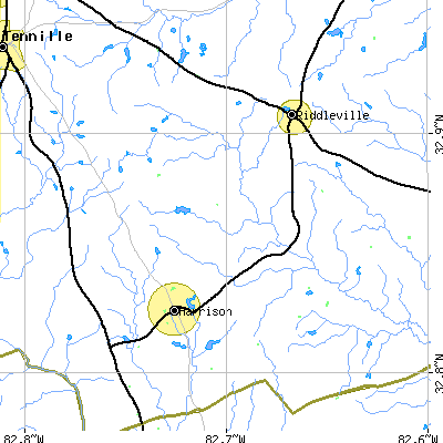 Zip code 31035 close-up map