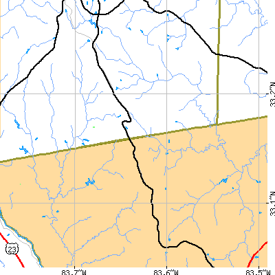 Zip code 31038 close-up map