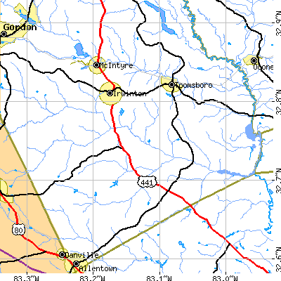 Zip code 31042 close-up map
