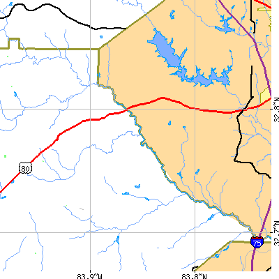 Zip code 31052 close-up map