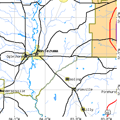 Zip code 31063 close-up map