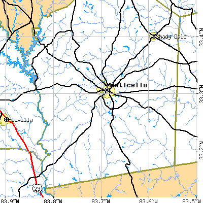 Zip code 31064 close-up map