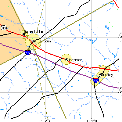 Zip code 31065 close-up map