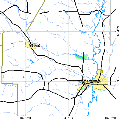 Zip code 31068 close-up map