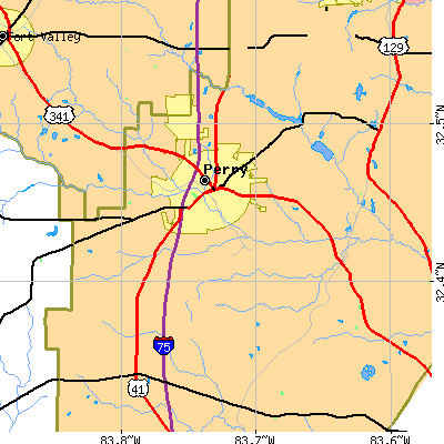 Zip code 31069 close-up map