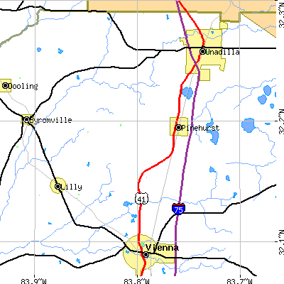 Zip code 31070 close-up map