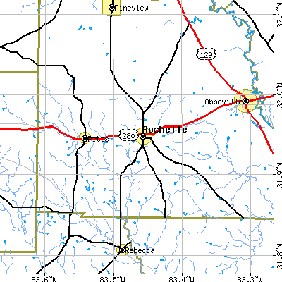 Zip code 31079 close-up map