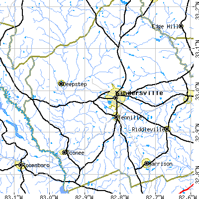 Zip code 31082 close-up map