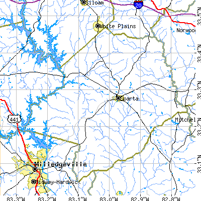Zip code 31087 close-up map