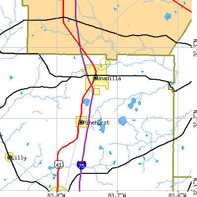 Zip code 31091 close-up map