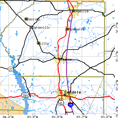 Zip code 31092 close-up map
