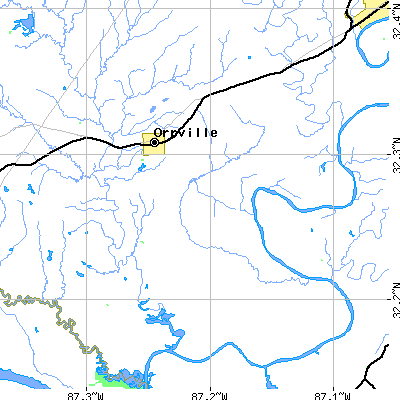 Zip code 36767 close-up map
