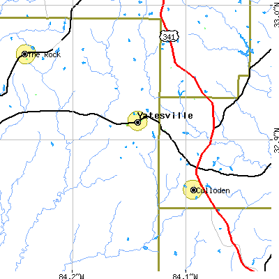 Zip code 31097 close-up map