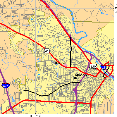 Zip code 31204 close-up map