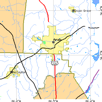 Zip code 35016 close-up map
