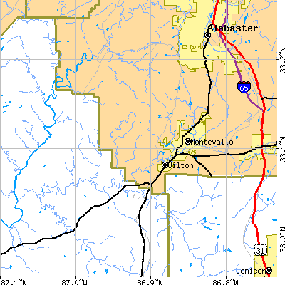 Zip code 35115 close-up map