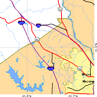 Zip code 31210 close-up map