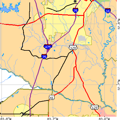 Zip code 31216 close-up map