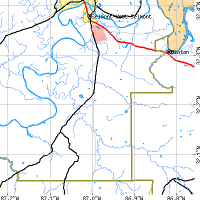 Zip code 36775 close-up map