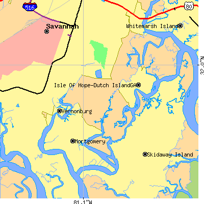 Zip code 31406 close-up map