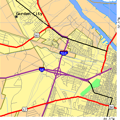 Zip code 31415 close-up map