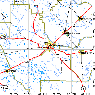 Zip code 31503 close-up map