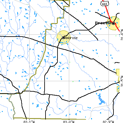 Zip code 31512 close-up map