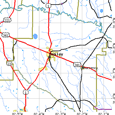 Zip code 31513 close-up map