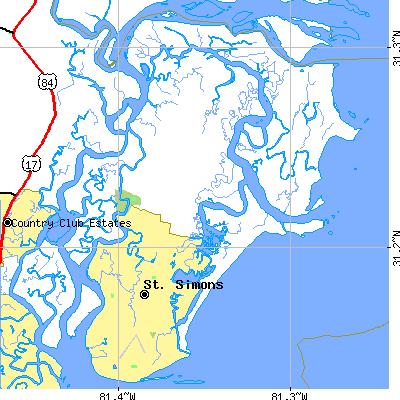 Zip code 31522 close-up map