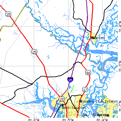 Zip code 31525 close-up map