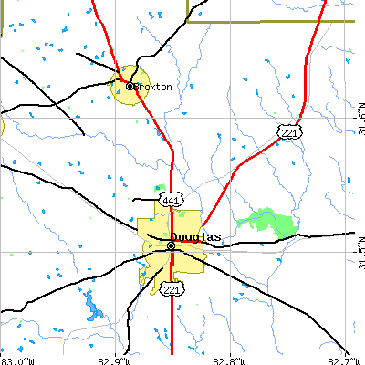 Zip code 31533 close-up map