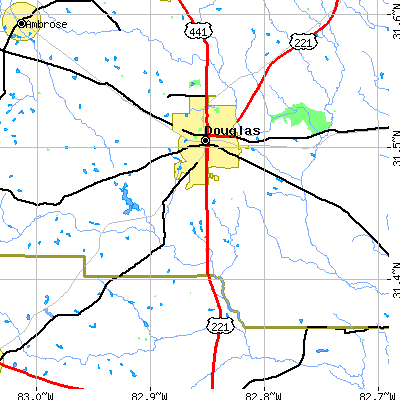 Zip code 31535 close-up map