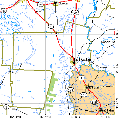 Zip code 31537 close-up map