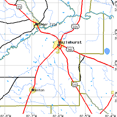 Zip code 31539 close-up map