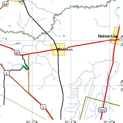 Zip code 31542 close-up map