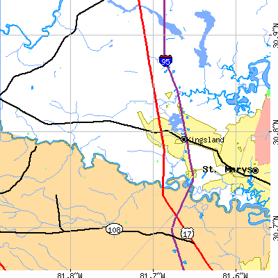 Zip code 31548 close-up map