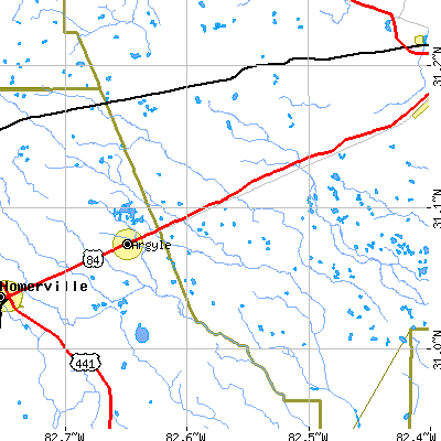 Zip code 31550 close-up map