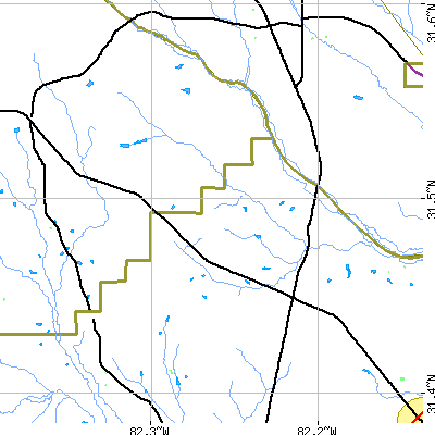 Zip code 31551 close-up map