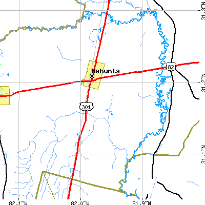 Zip code 31553 close-up map