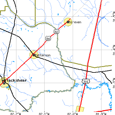 Zip code 31557 close-up map