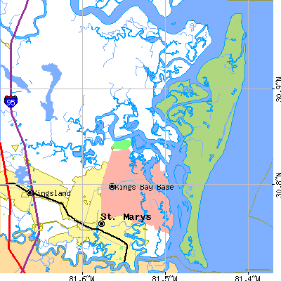 Zip code 31558 close-up map