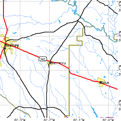 Zip code 31563 close-up map