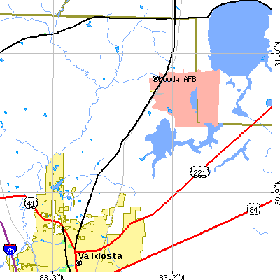 Zip code 31605 close-up map