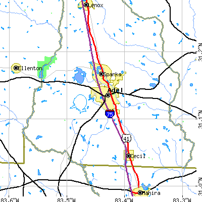 Zip code 31620 close-up map