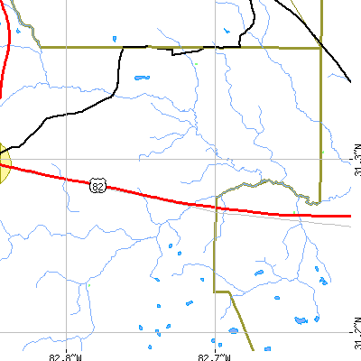 Zip code 31624 close-up map