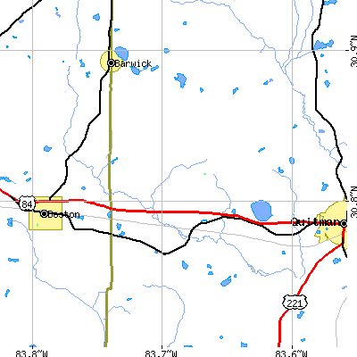Zip code 31629 close-up map