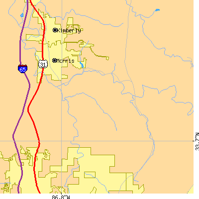 Zip code 35116 close-up map