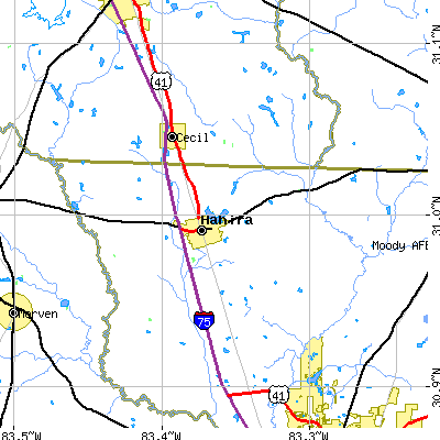 Zip code 31632 close-up map