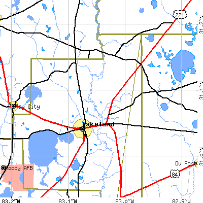 Zip code 31635 close-up map
